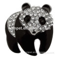 Wholesale 3.5*3.4cm Black Enamel & Clear Crystal Panda Brooch